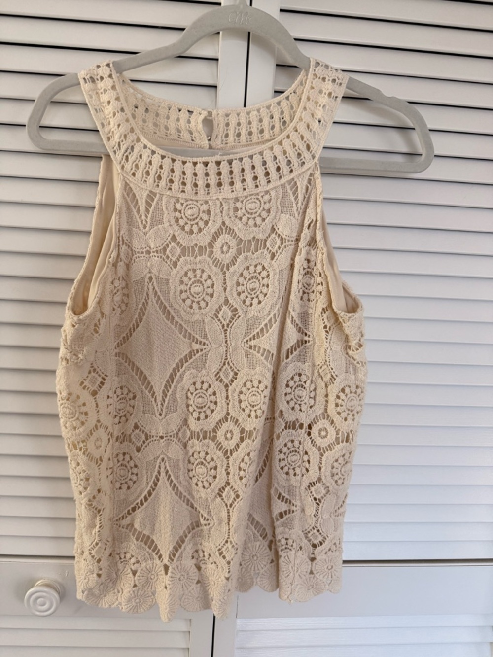 Adiva Crochet Lace Shell Top in Cream